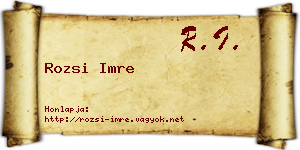 Rozsi Imre névjegykártya